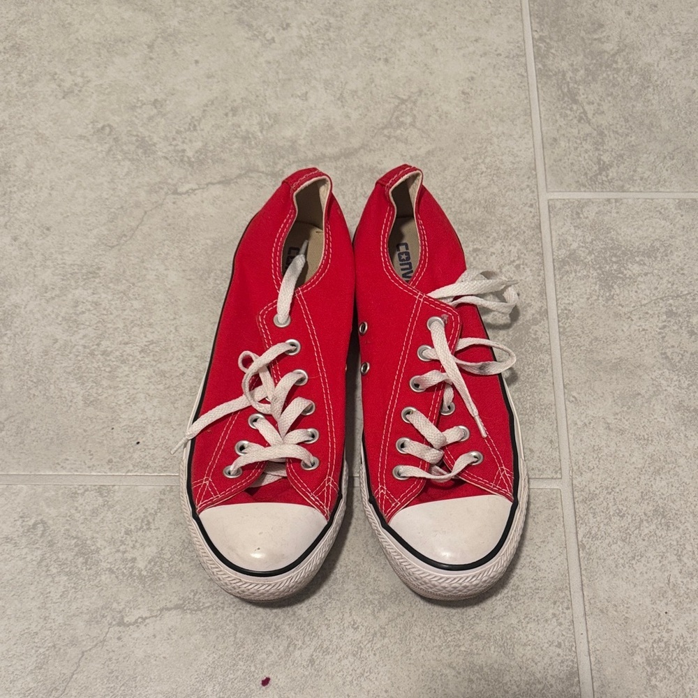 Converse Red Canvas Shoes with White Accents - Picture 1 of 5